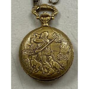 Marcel Gold Tone Swiss Made Shock Resistant 17 Jewels Mechanical Pocket Watch
